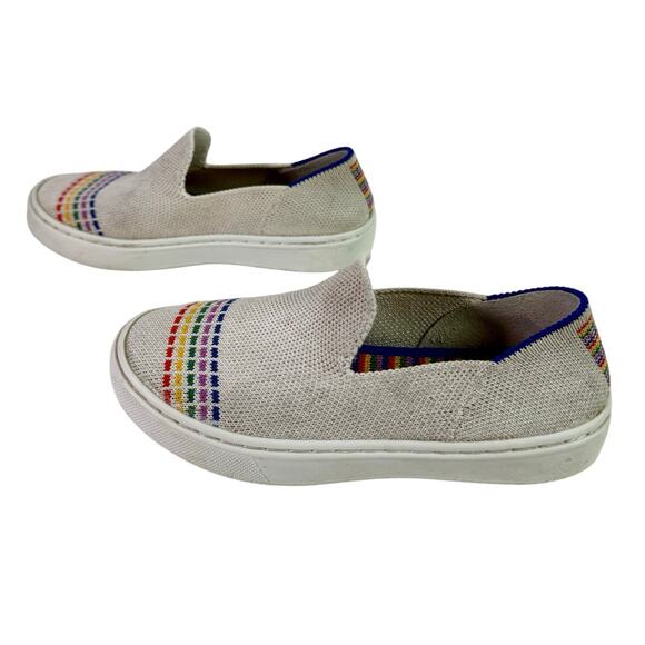 Rothy's Girls 12 White Rainbow Stitching Slip On Shoes Comfort Pride Play School - Picture 3 of 8
